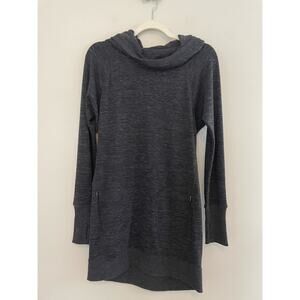 Athleta Size XS Gray Cowl Neck Hoodie Thumb Hole Zipper Pockets Long Sleeves